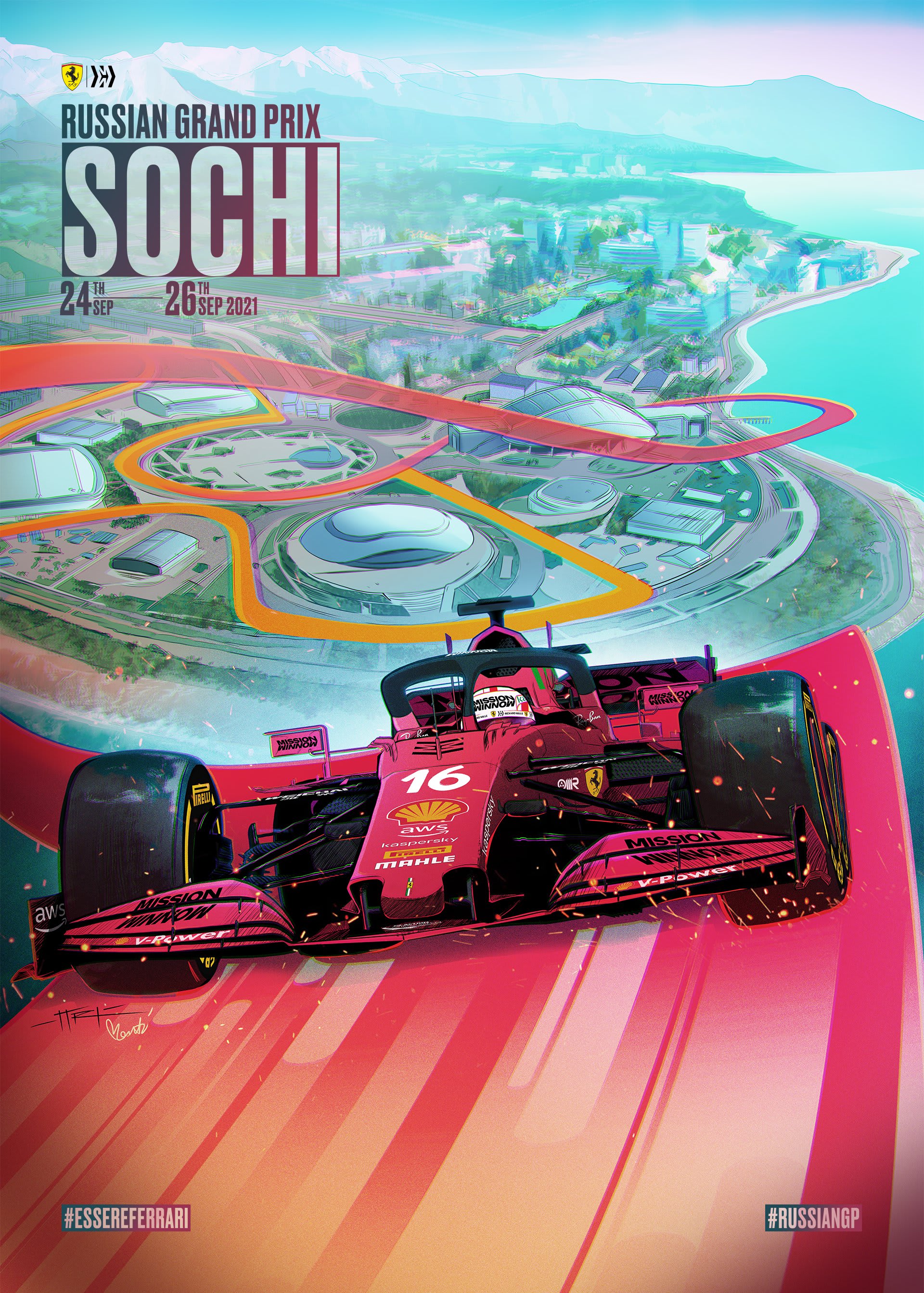 Ferrari 2021 Formula 1 Poster at Sochi Autodrom