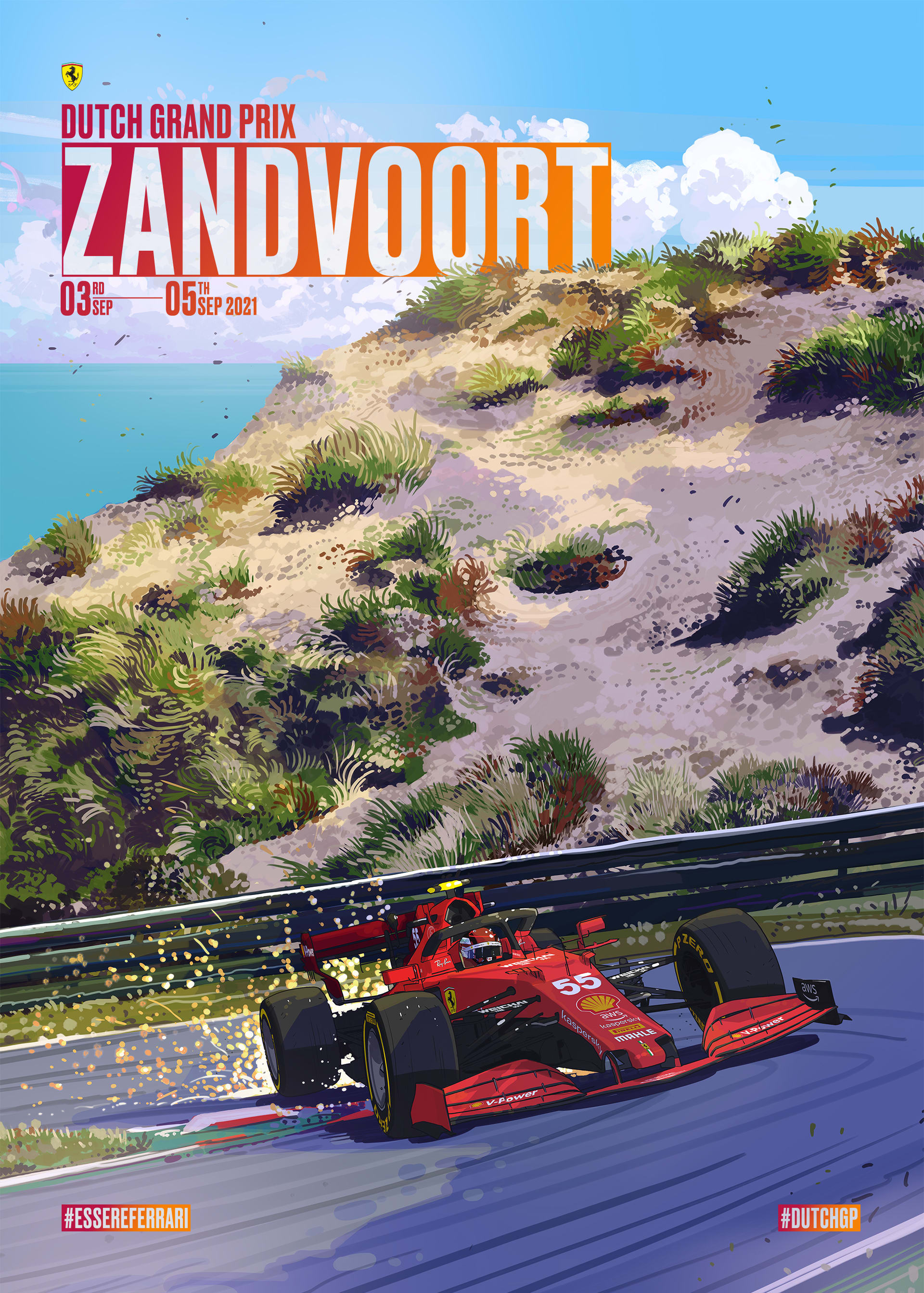 Ferrari 2021 Formula 1 Poster at Circuit Zandvoort