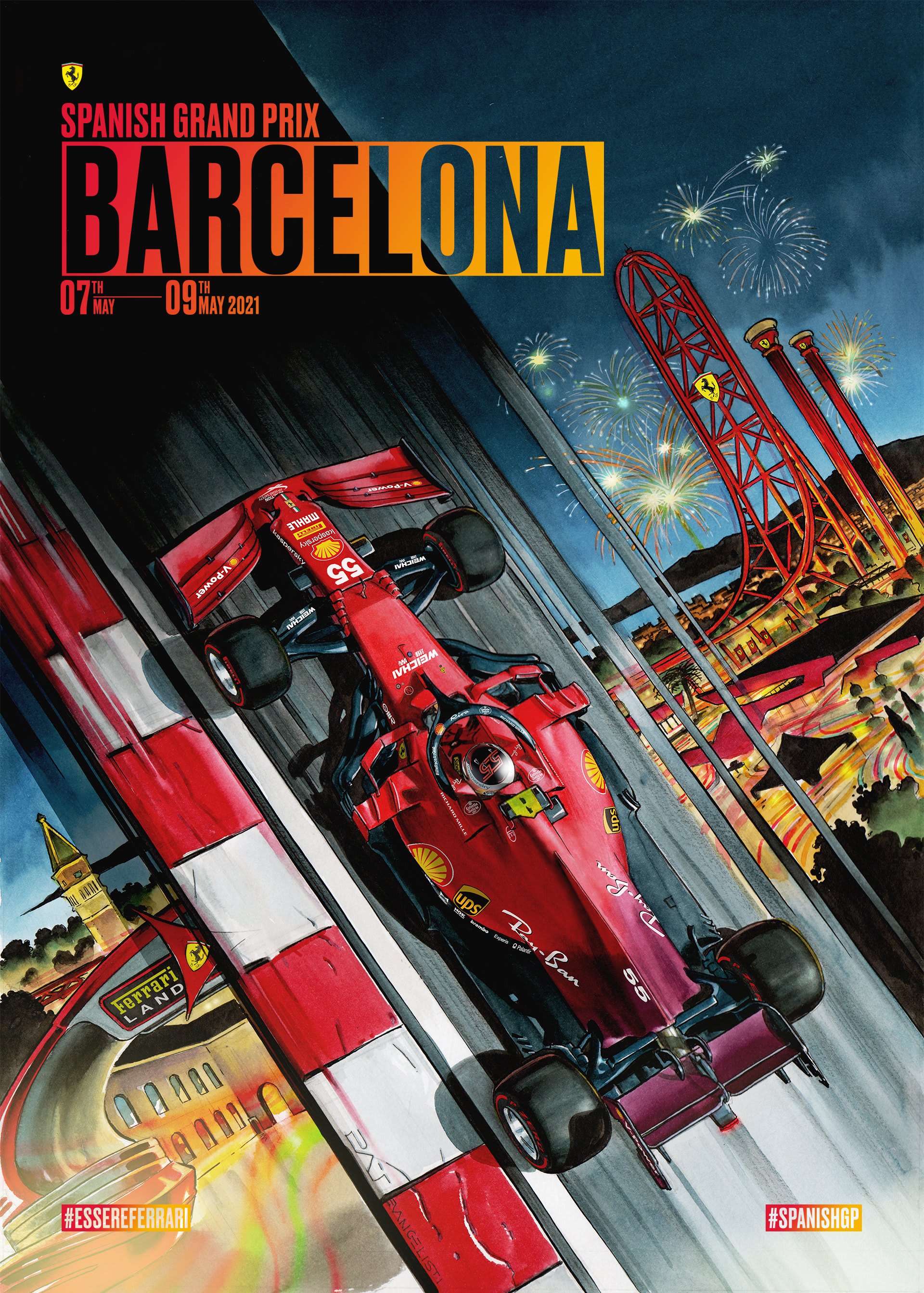 Ferrari 2021 Formula 1 Poster at Circuit de Barcelona-Catalunya