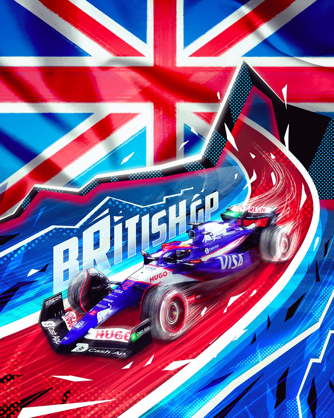 RB 2024 Formula 1 Poster at Silverstone Circuit