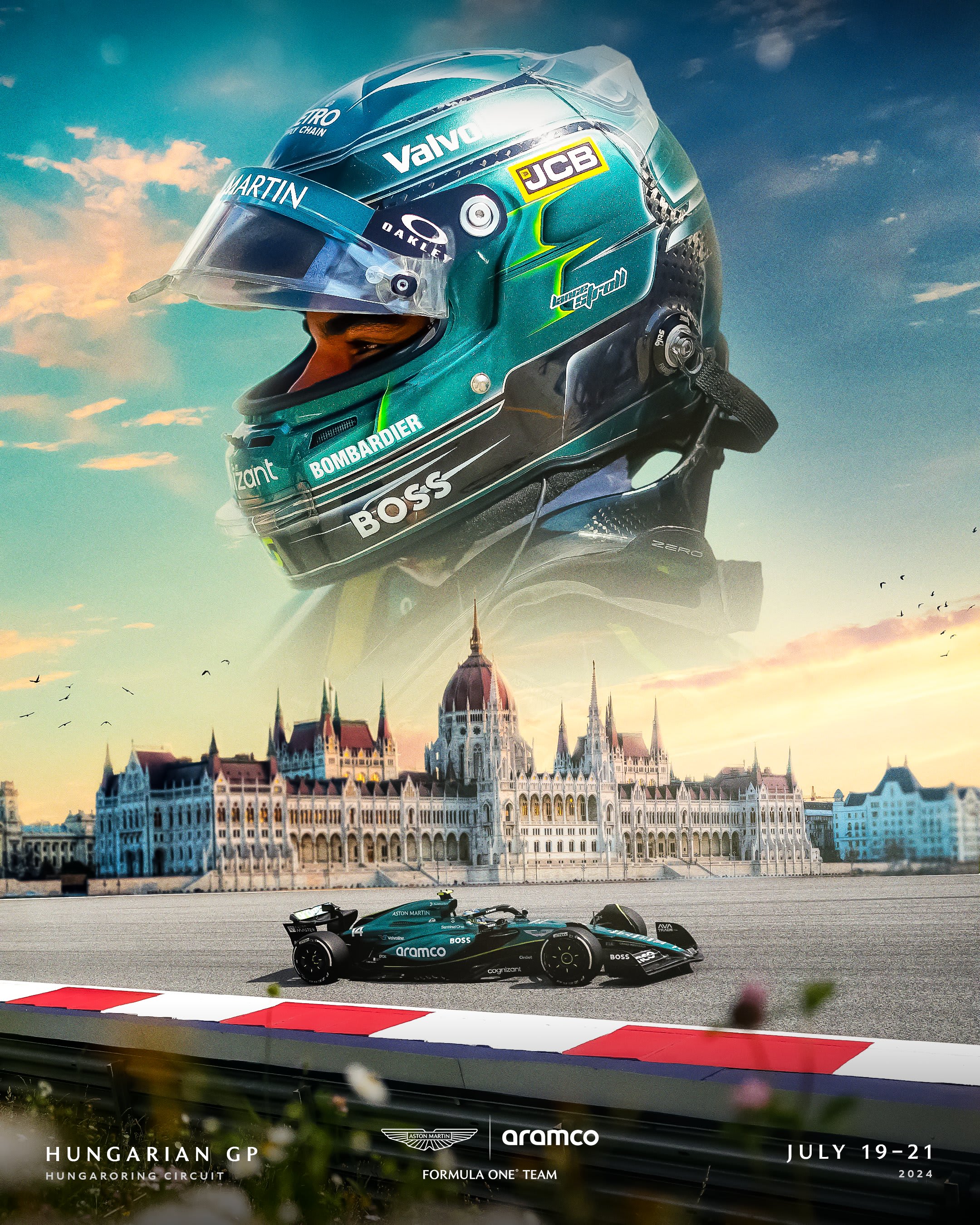 Aston Martin 2024 Formula 1 Poster at Hungaroring