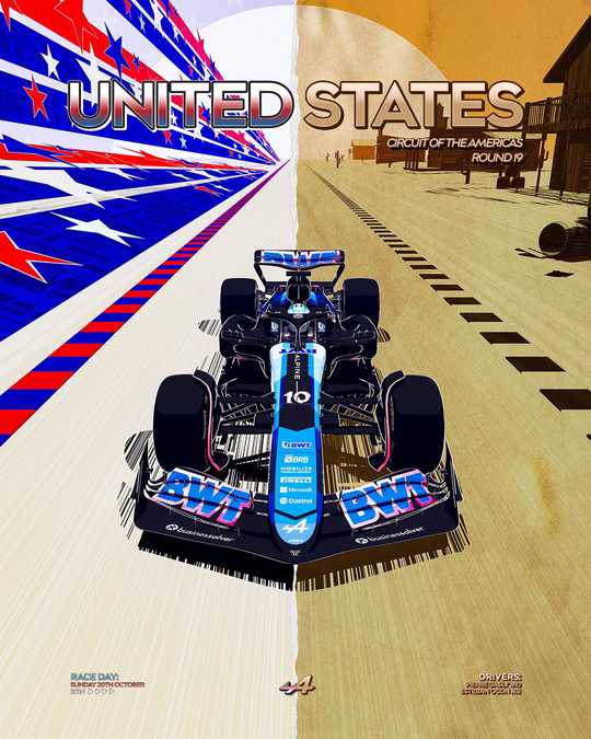Alpine 2024 Formula 1 Poster at Circuit of The Americas