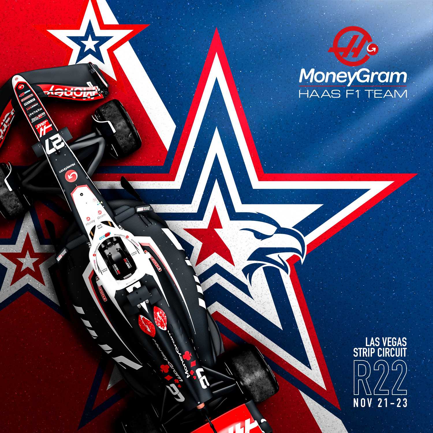 Haas 2024 Formula 1 Poster at Las Vegas Strip Circuit
