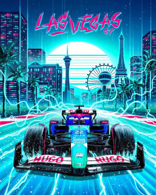 RB 2024 Formula 1 Poster at Las Vegas Strip Circuit