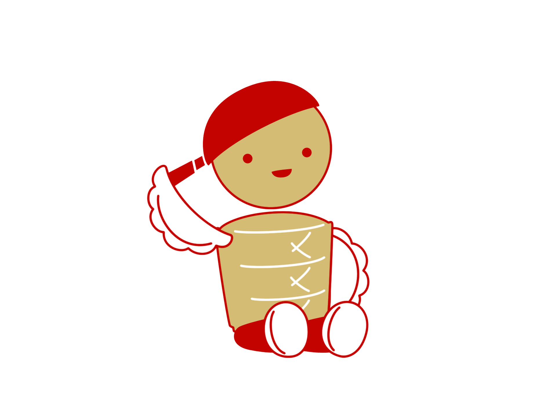 Hawkers Wok mascot sitting