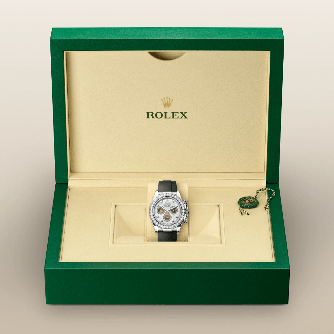 Rolex Cosmograph Daytona in 18 ct white gold M126589RBR-0001- Montecristo Jewellers Rolex Cosmograph Daytona in 18 ct white gold M126589RBR-0001- Montecristo Jewellers