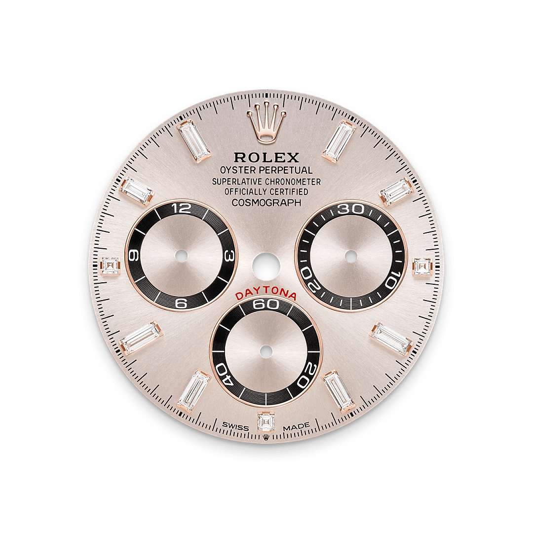 Rolex Cosmograph Daytona in 18 ct Everose gold with lugs set with diamonds M126535TBR-0002- Montecristo Jewellers Rolex Cosmograph Daytona in 18 ct Everose gold with lugs set with diamonds M126535TBR-0002- Montecristo Jewellers
