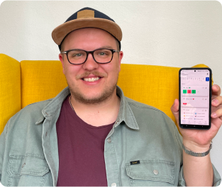 Happy man with a smart phone