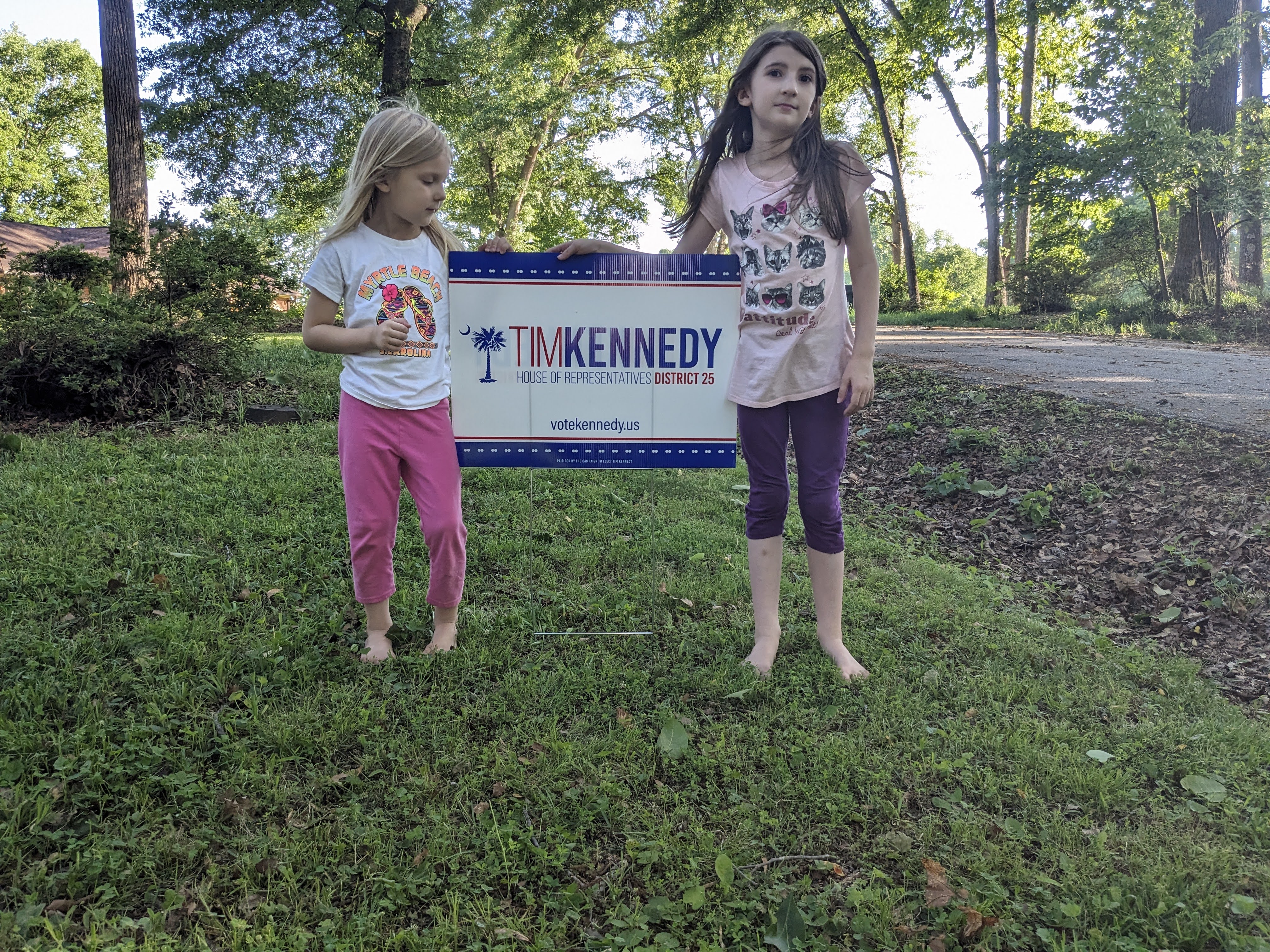 Youngest Daughters with Yard Sign