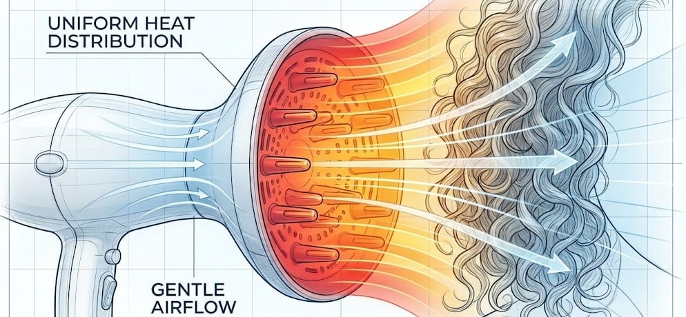 Diagramme illustrant la façon dont un diffuseur distribue la chaleur