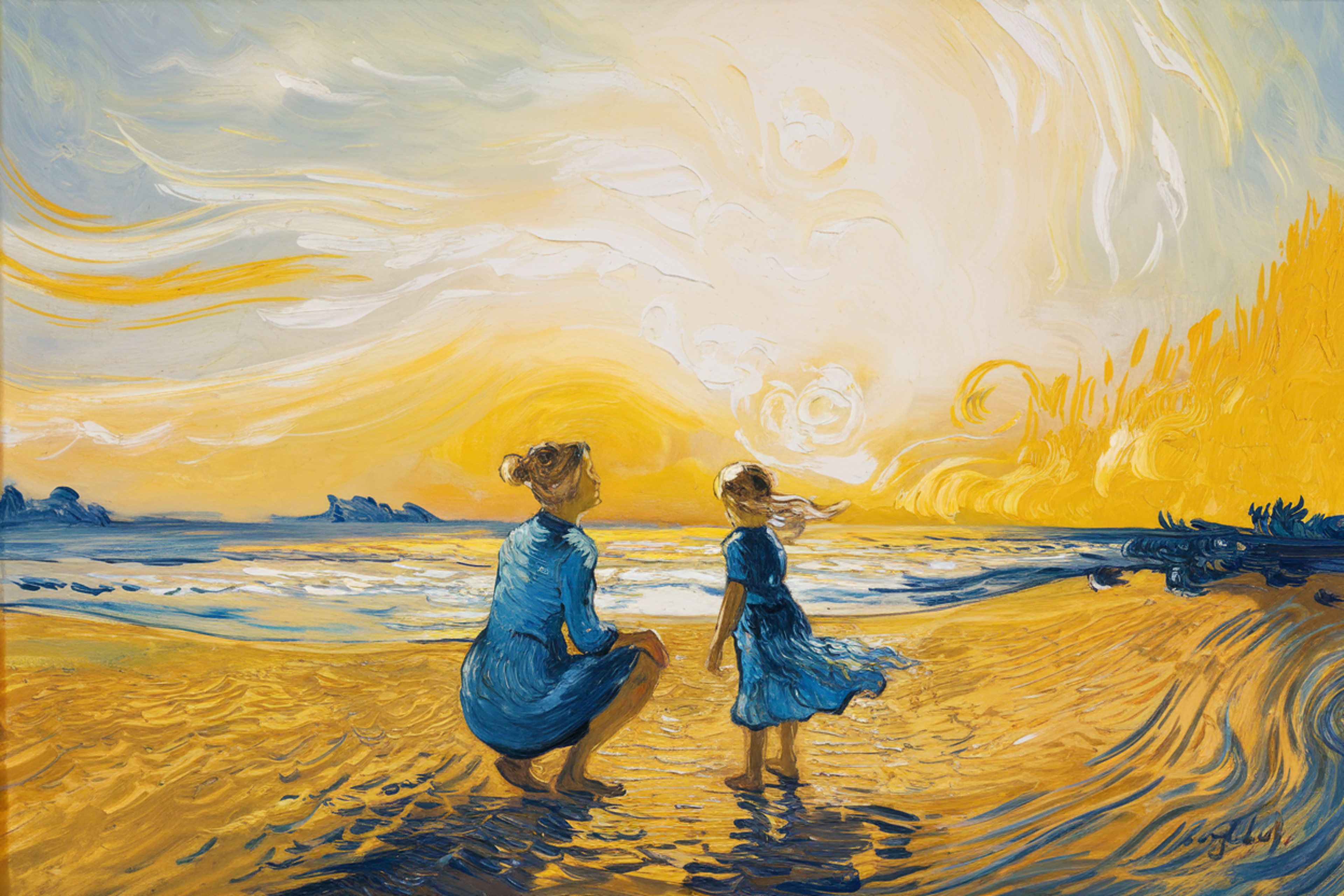 In this evocative oil painting reminiscent of Van ...