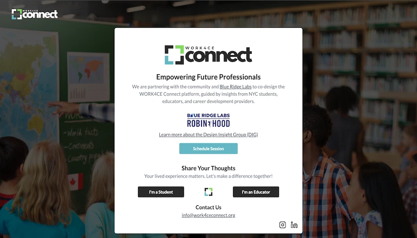 Screenshot of WORK4CE Connect website