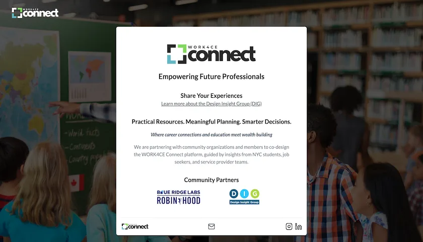 Screenshot of WORK4CE Connect website