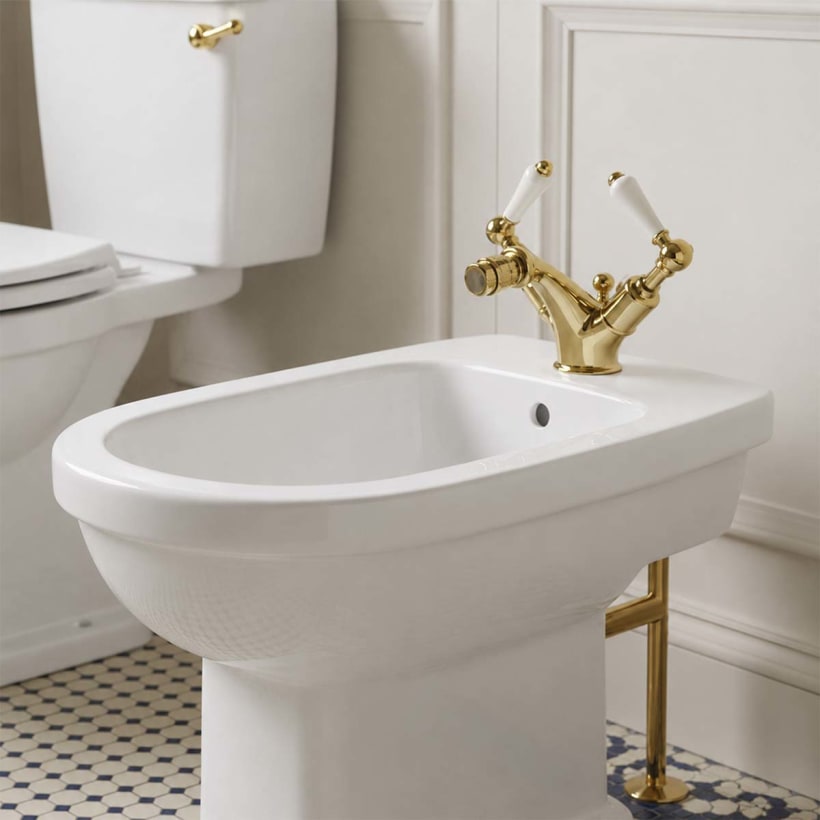 Victorian lever bidet mixer - gold