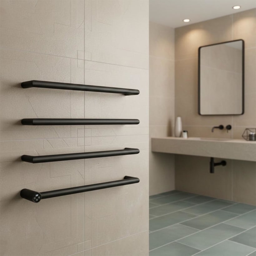 black designer electric towel radiator
