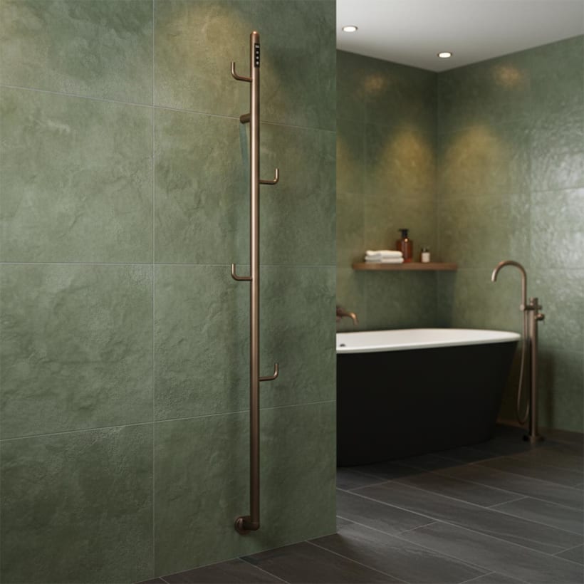 modern electric towel radiator - bronze