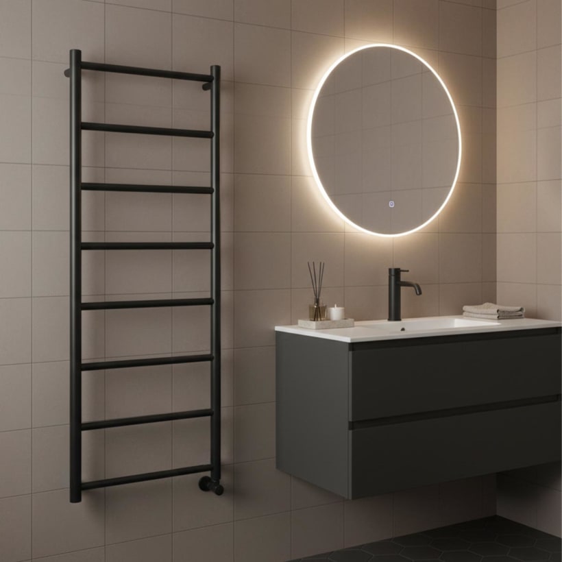 Black towel rail radiator 1200mm
