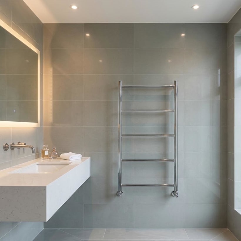 chrome dual fuel towel rail radiator 800m x 500mm