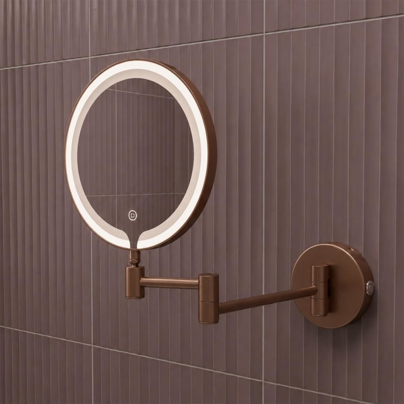 shaving  and make up mirror with magnifying glass and LED