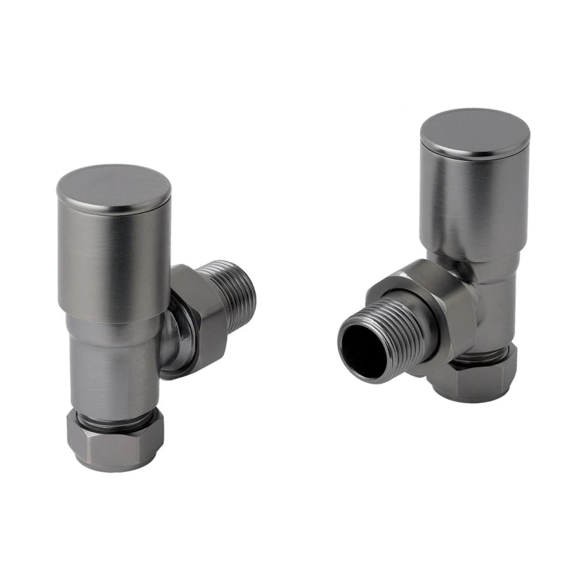 Angled Towel Radiator Valves - Brushed Black (Pair)