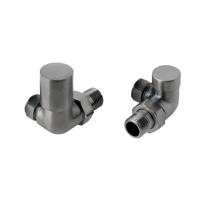 Corner Radiator Valves Brushed Black (Pair)