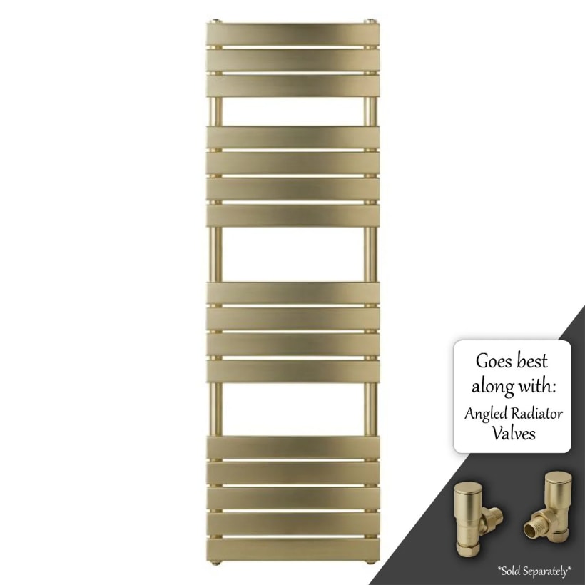 Tall brushed brass towel radiator