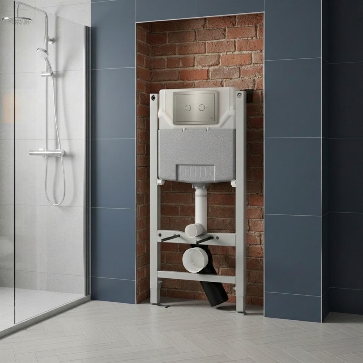 Traditional chrome flush plate with WC concealed cistern frame