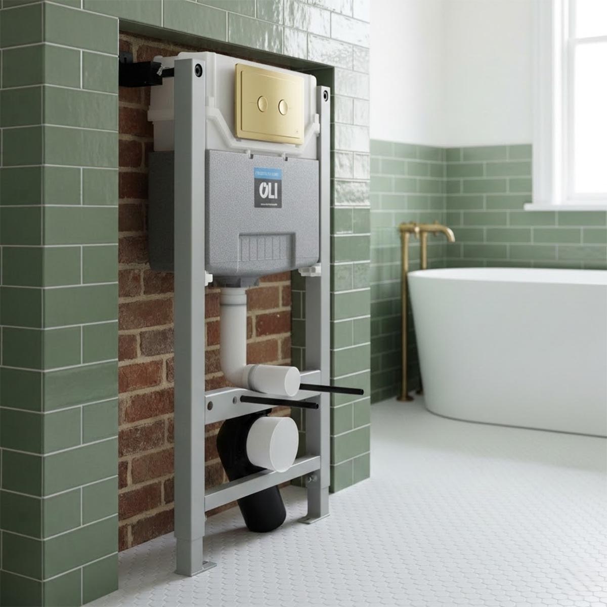 polished gold withn WC concealed  cistern frame