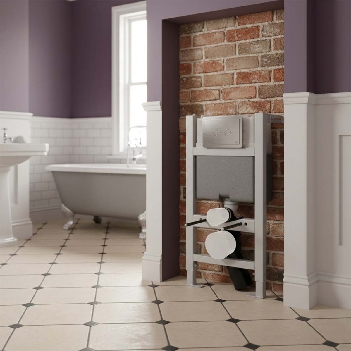 Grosvenor toilet flush plate with concealed cistern frame 0.820m