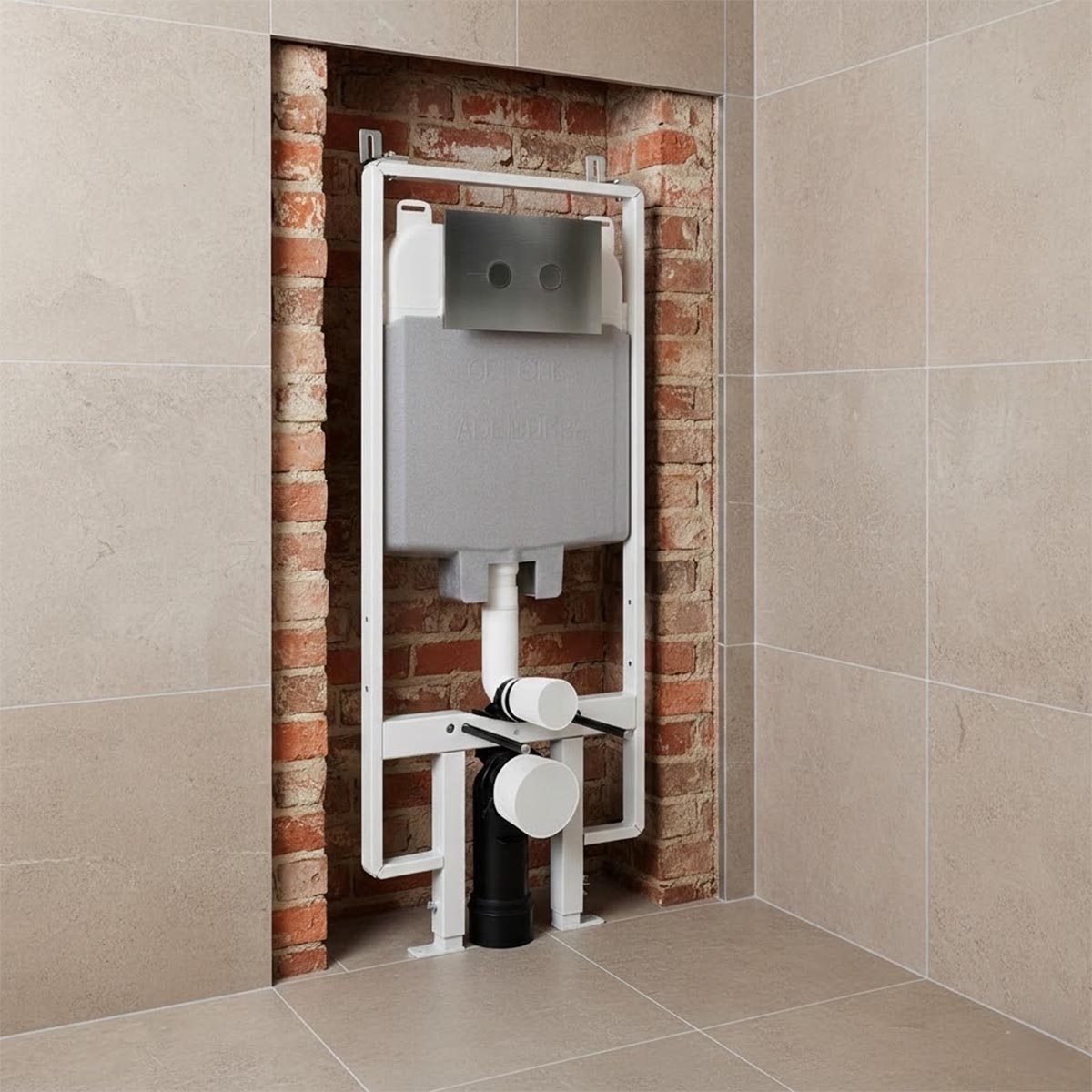 brushed black 1.2m WC cistern frame  with brushed black flush plate