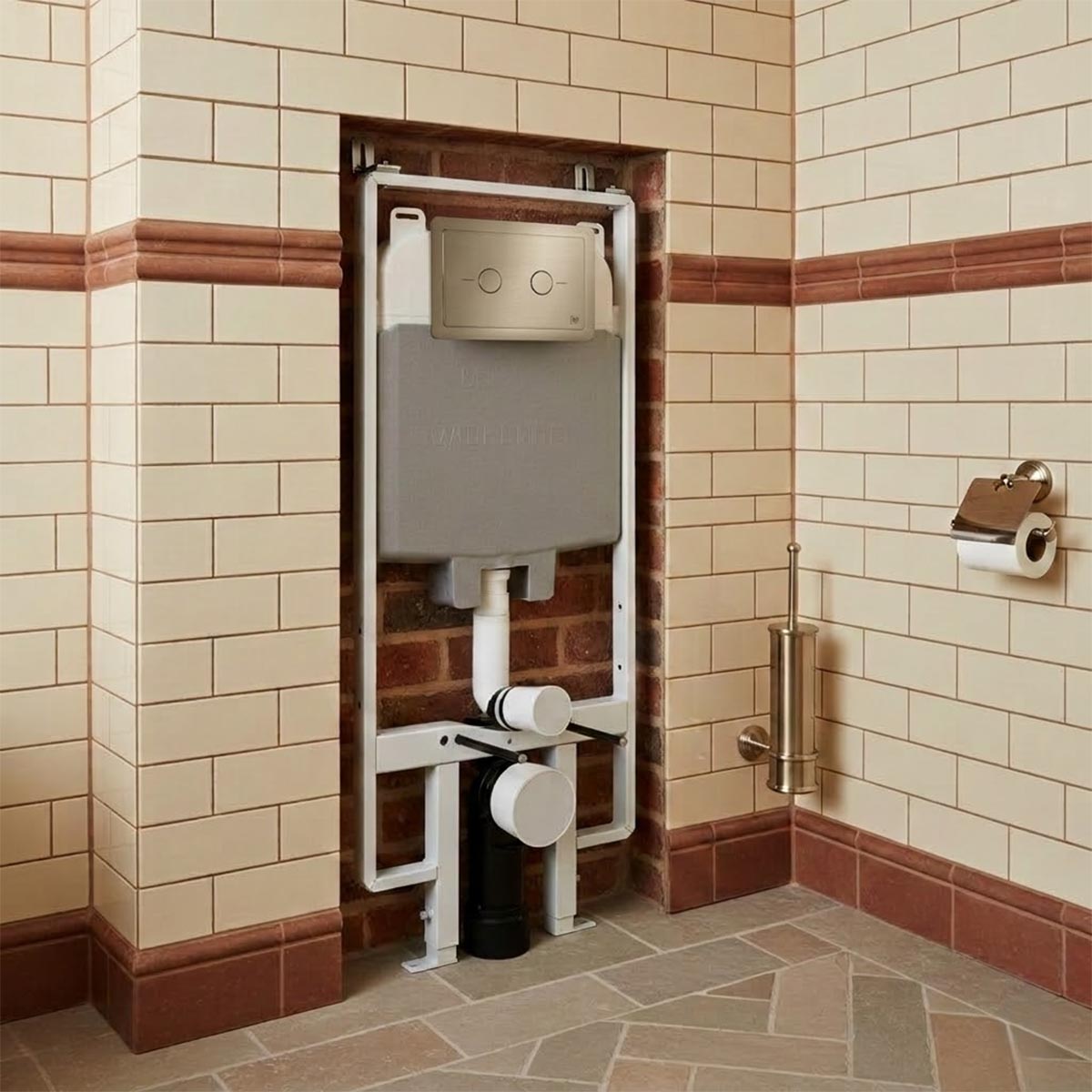 Dual flush plate with 1.2m WC cistern frame with concealed cistern