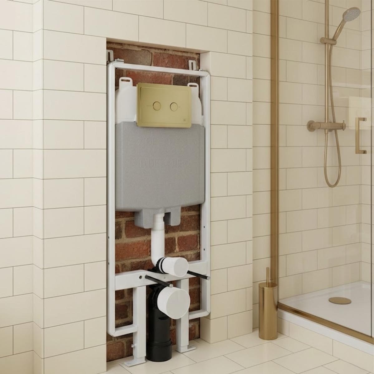 Antique gold toilet flush plate with dual flush concealed cistern frame