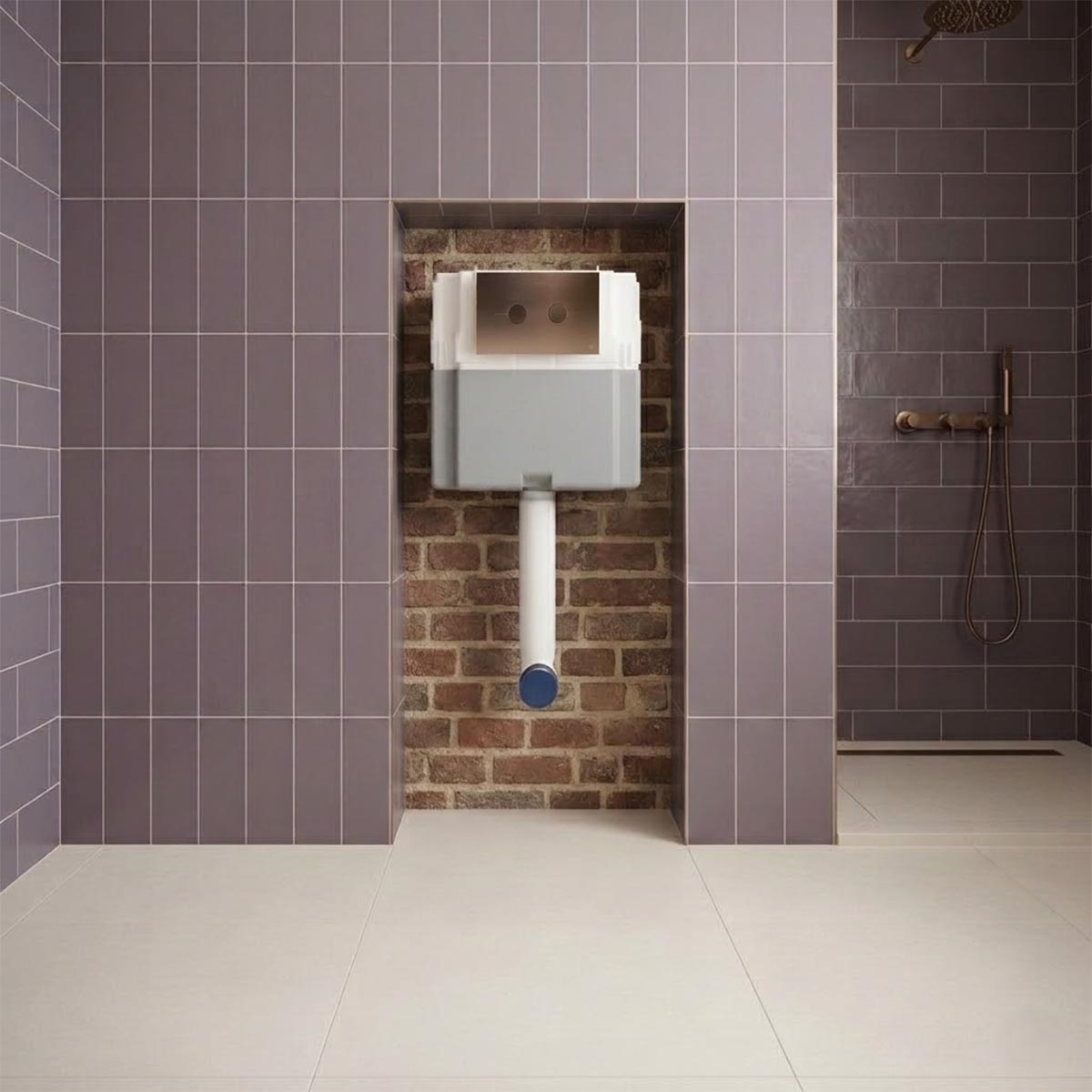 dual flush concealed cistern with bronze flush plate