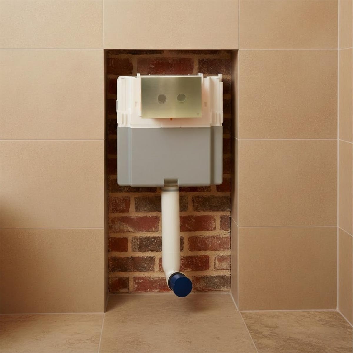 dual flush concealed cistern with brushed brass flush plate