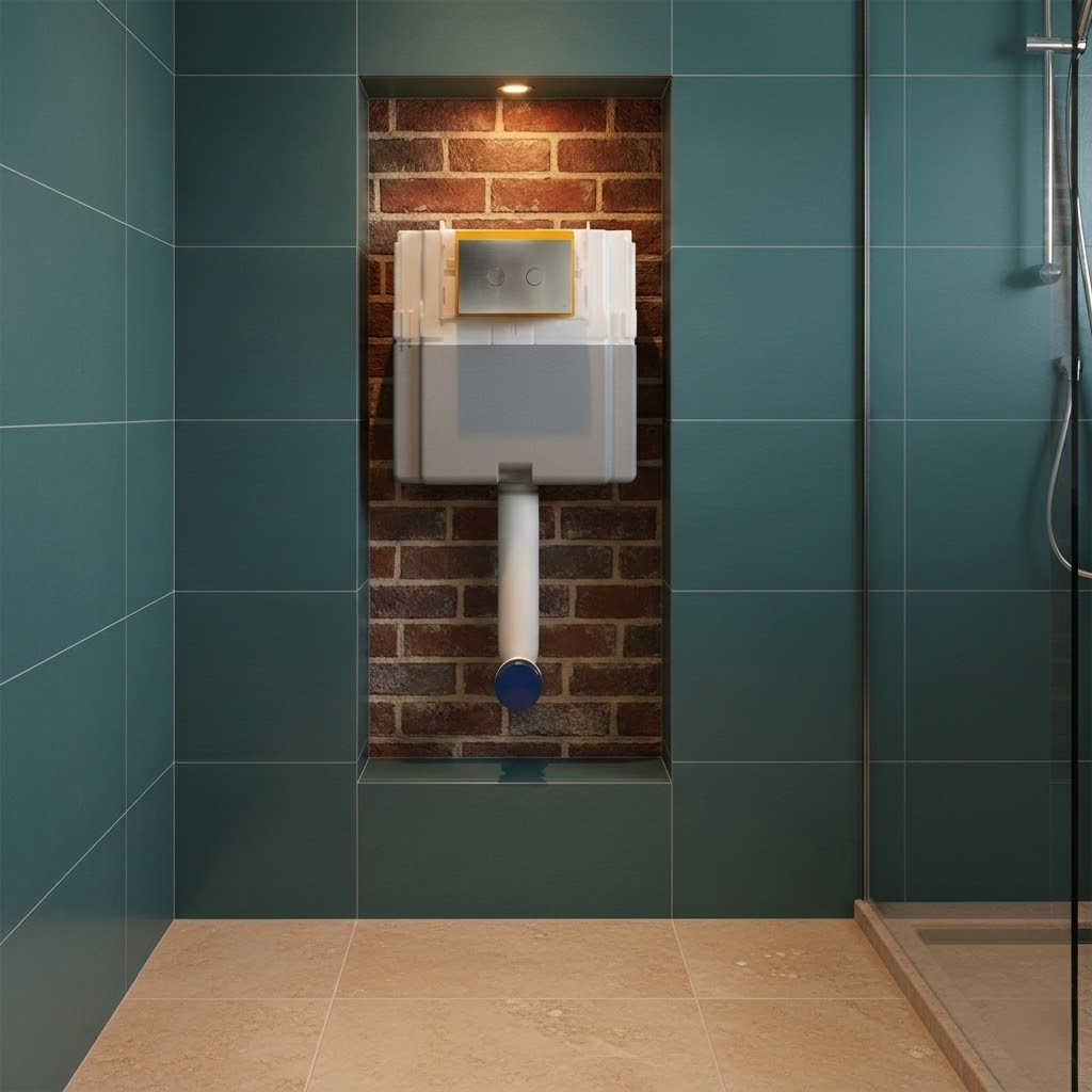 dual flush concealed cistern with chrome lush plate