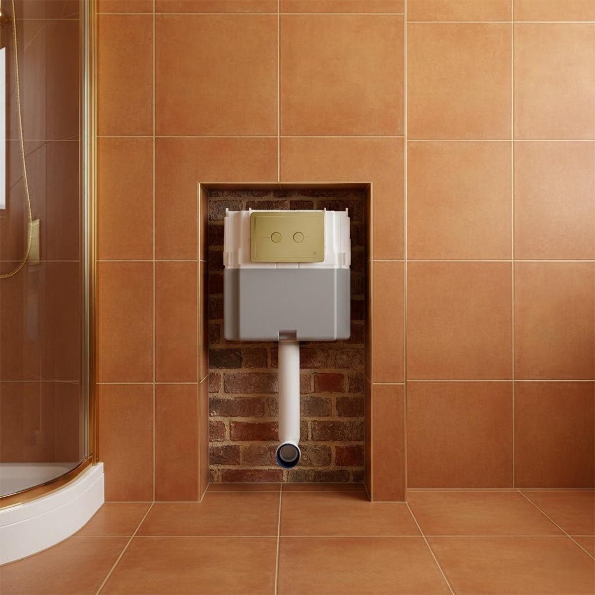in wall concealed cistern and Victorian style flush plate