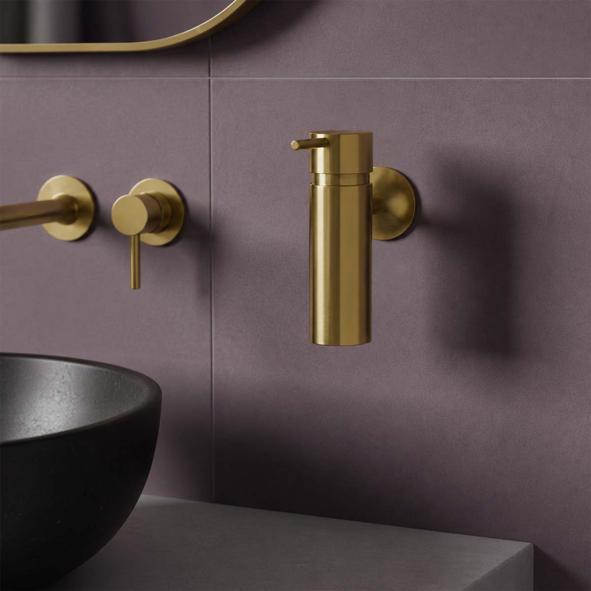 brushed brass soap dispenser wall mounted