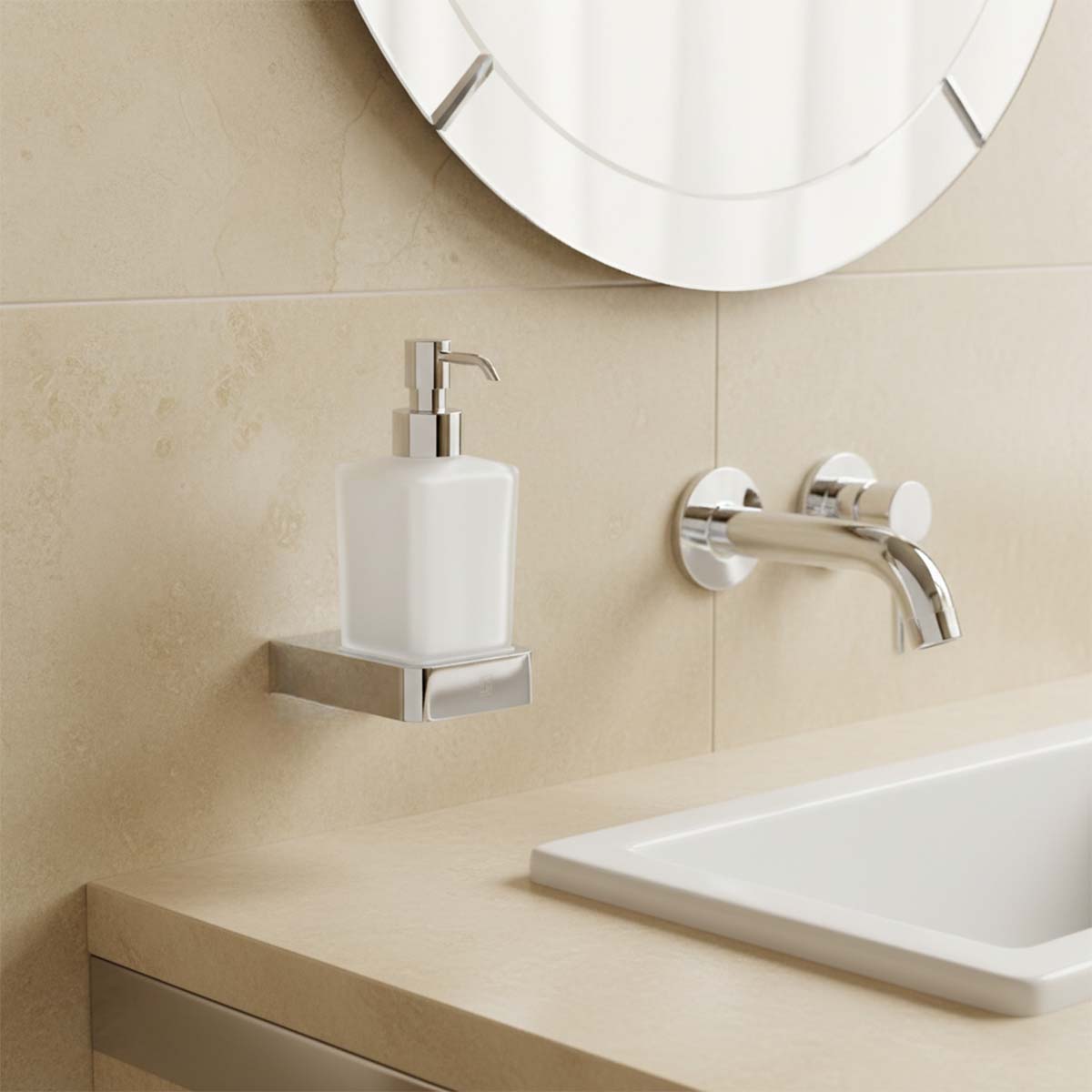 chrome wall mounted soap dispenser