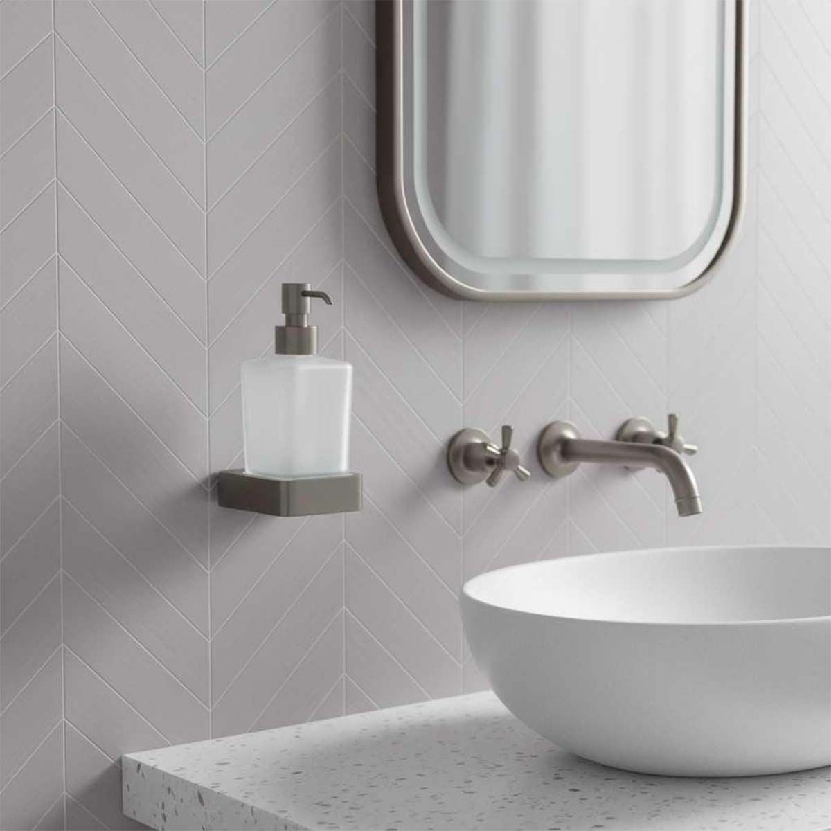 brushed black and frosted glass soap dispenser wall mounted