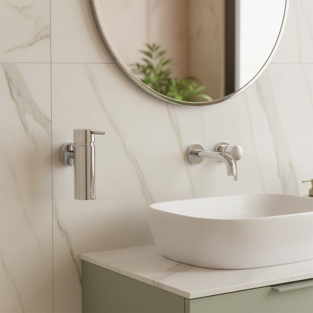chrome wall mounted washand soap dispenser