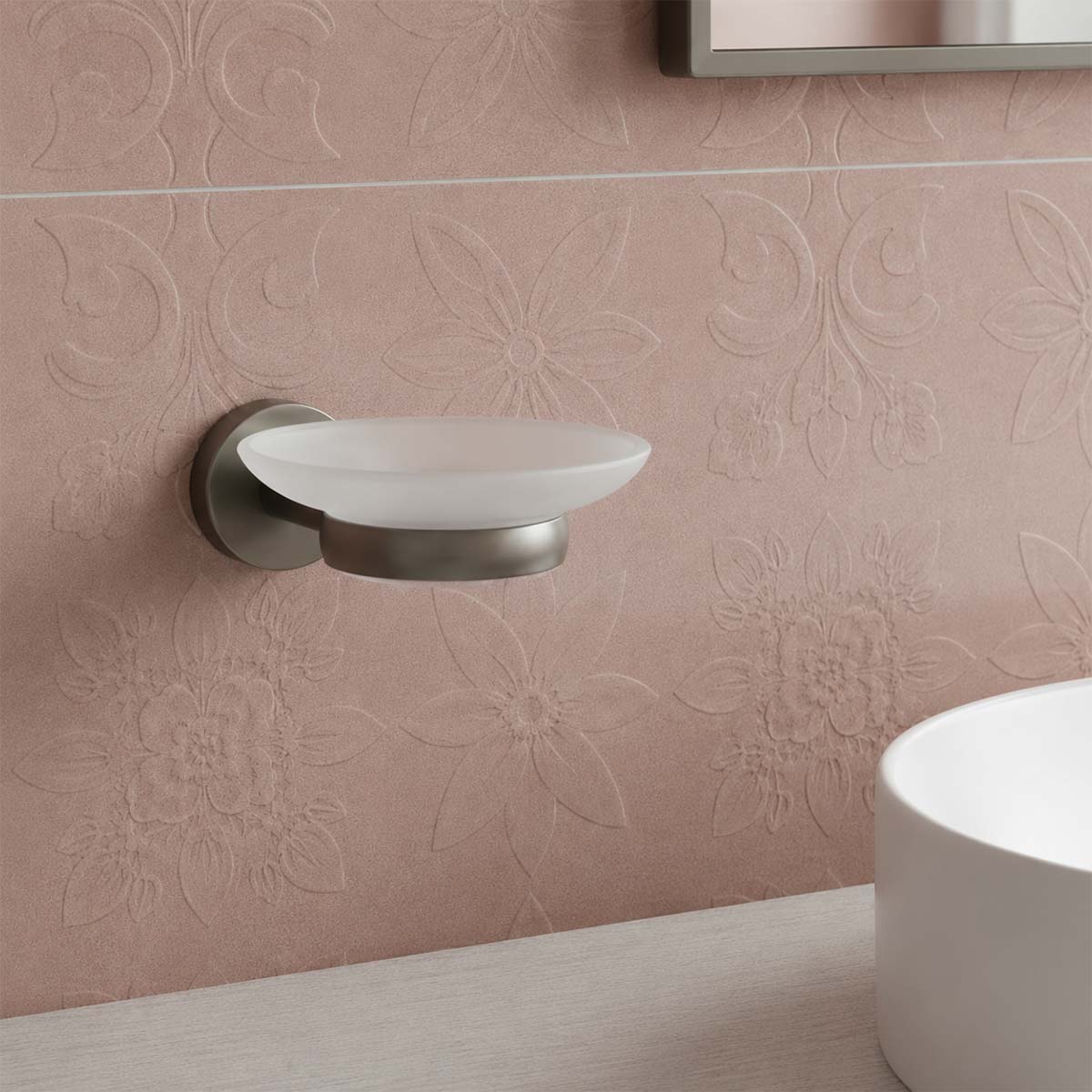frosted glass high end soap dish
