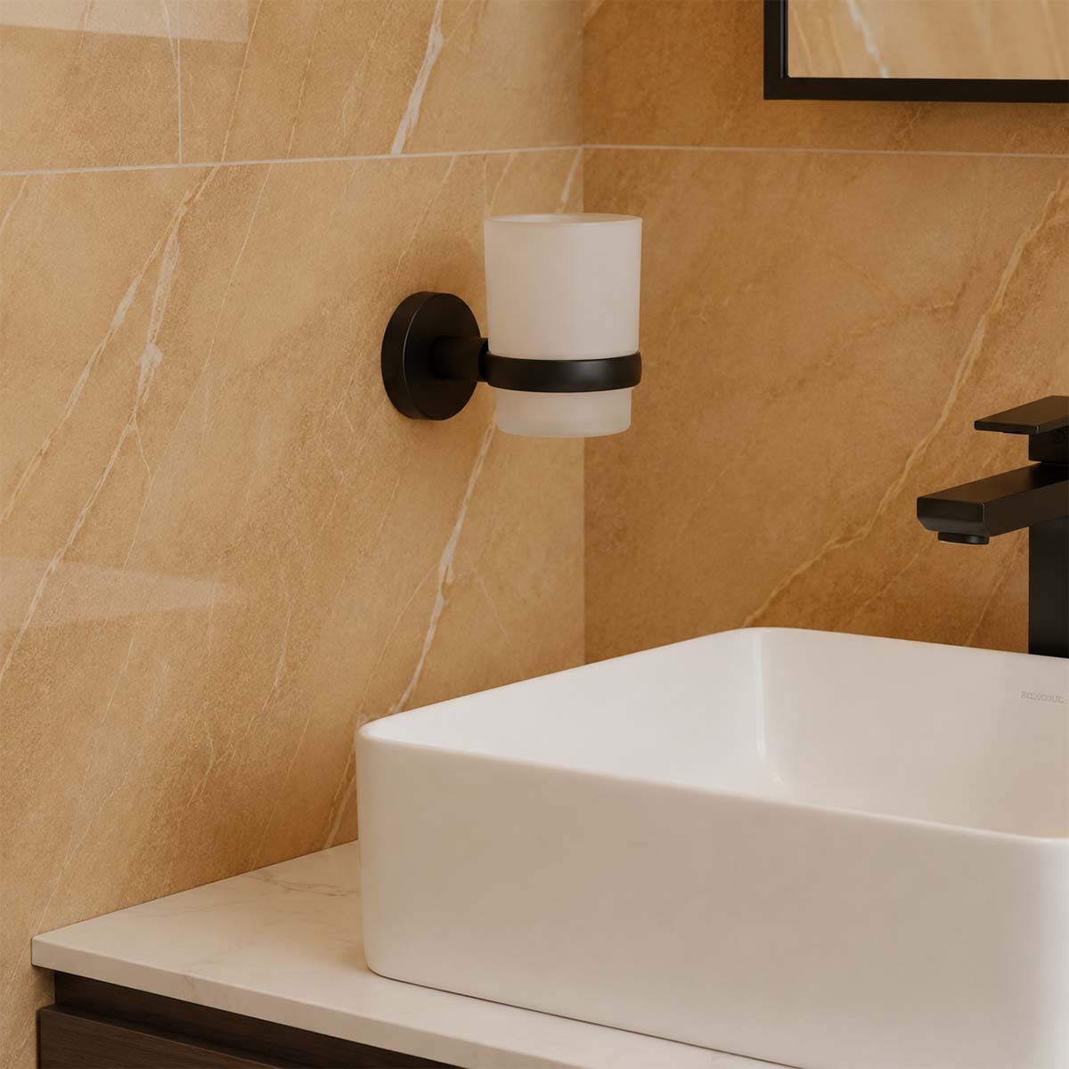 matt black toothbrush holder