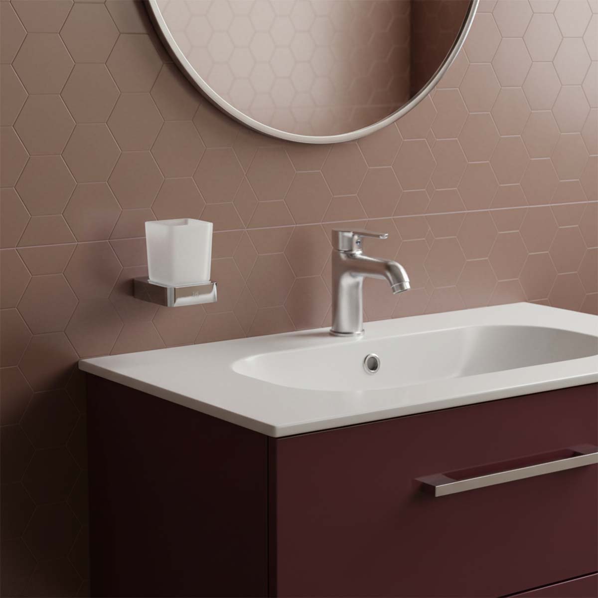 square toothbrush tumbler holder - chrome