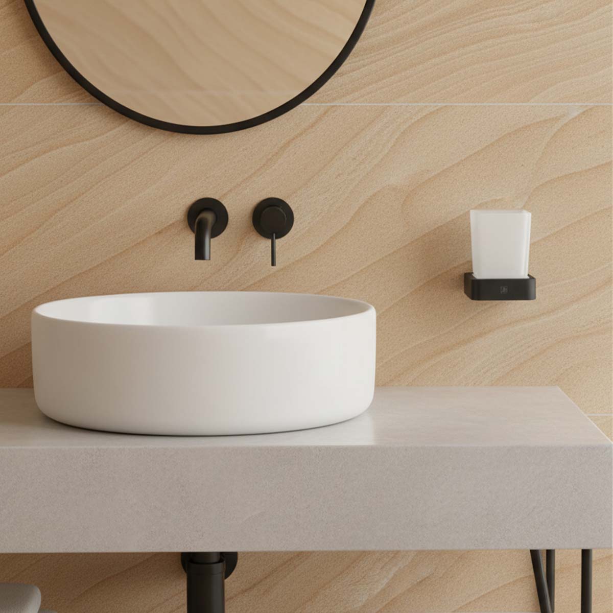 square matt black toothbrush tumbler holder