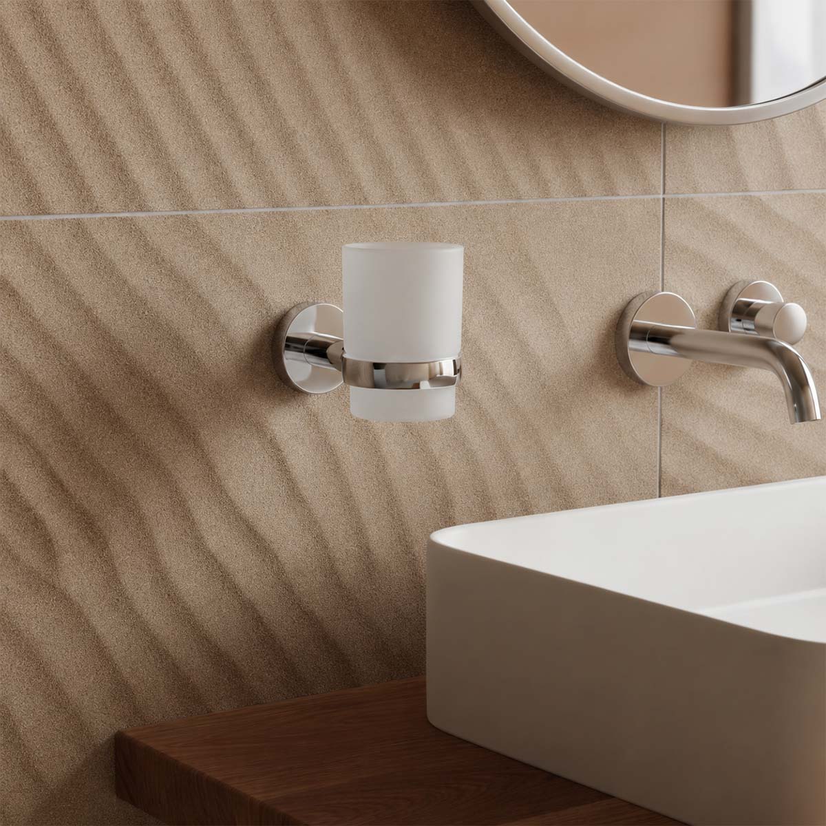 chrome bathroom toothbrush holder - wall mounted