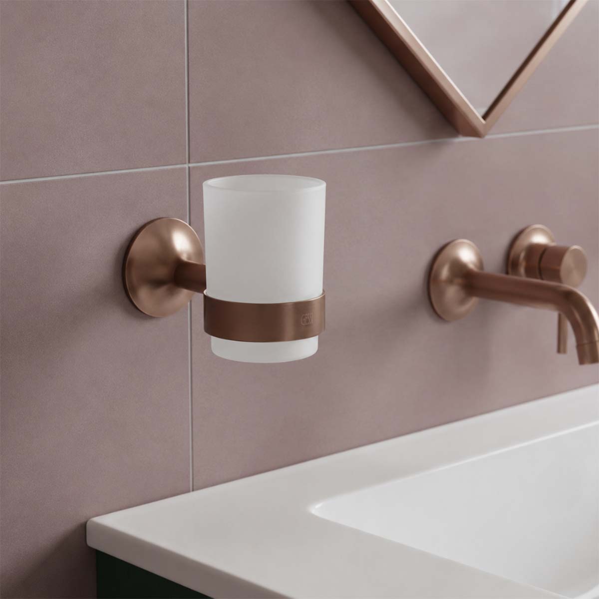 dark bronze toothbrush holder with glass