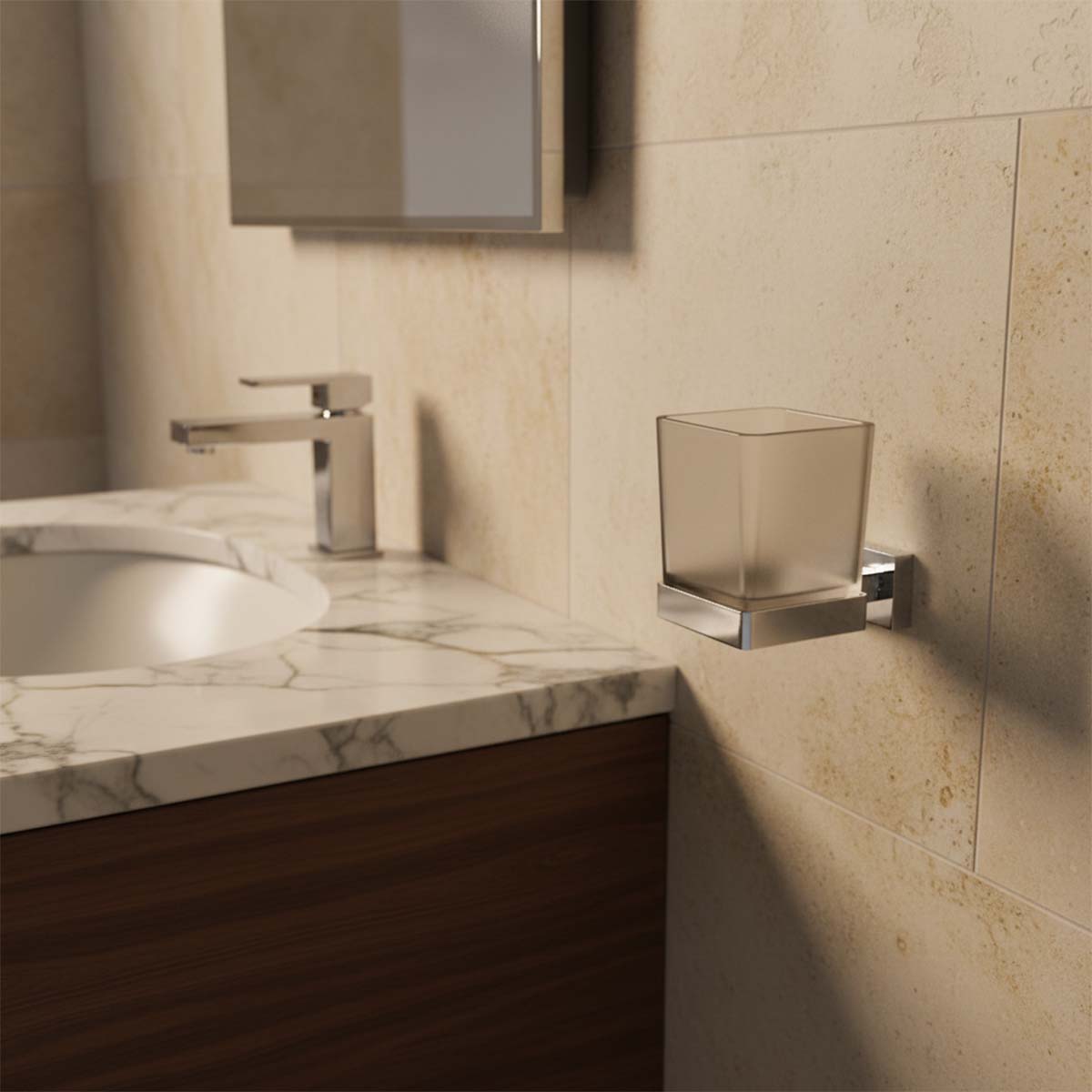 square tumbler holder for toothbrushes - chrome