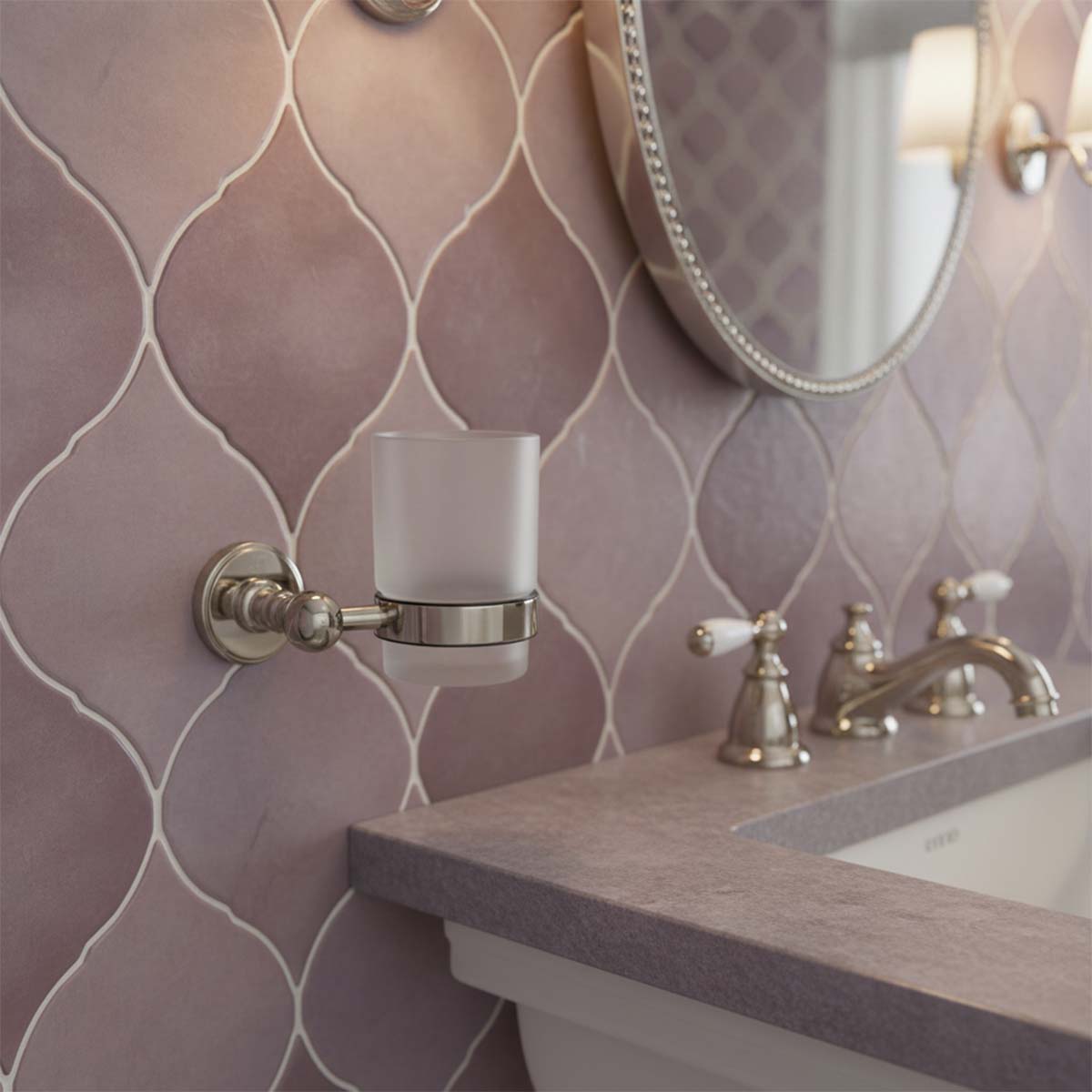 traditional bathroom tumbler holder - brushed nickel
