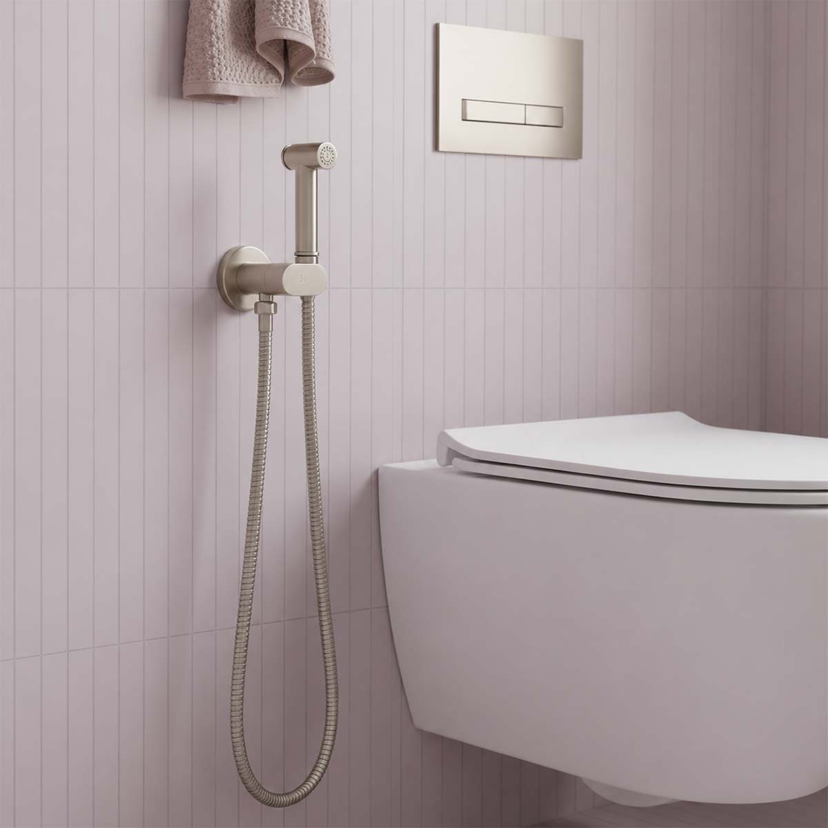 High Pressure Bidet Shower with Shut Off Valve - Stainless Steel