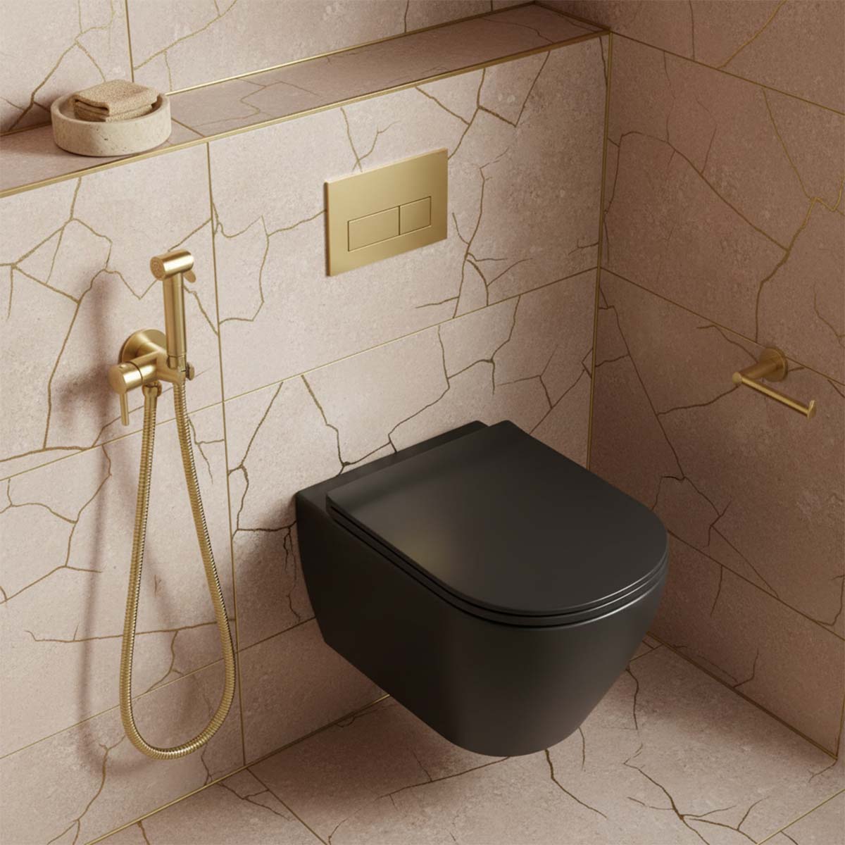 brushed brass hot and cold douche shower kit